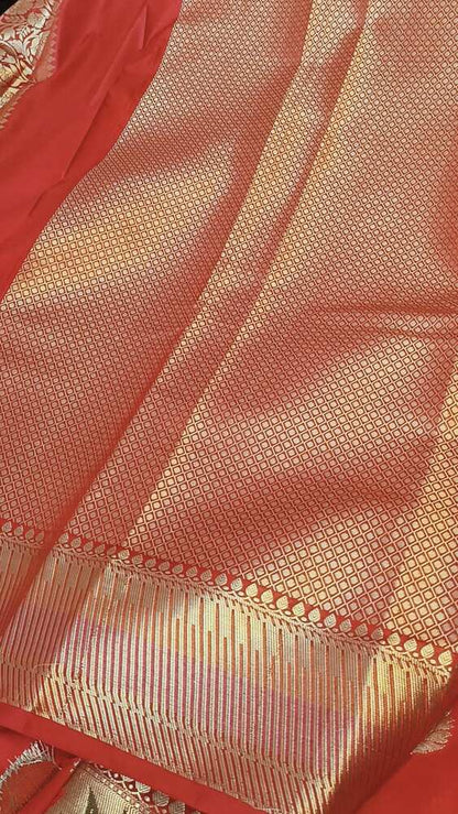 RED BUTTA MANGO MOTIF PAITHANI BANARASI KATAN SILK SAREE