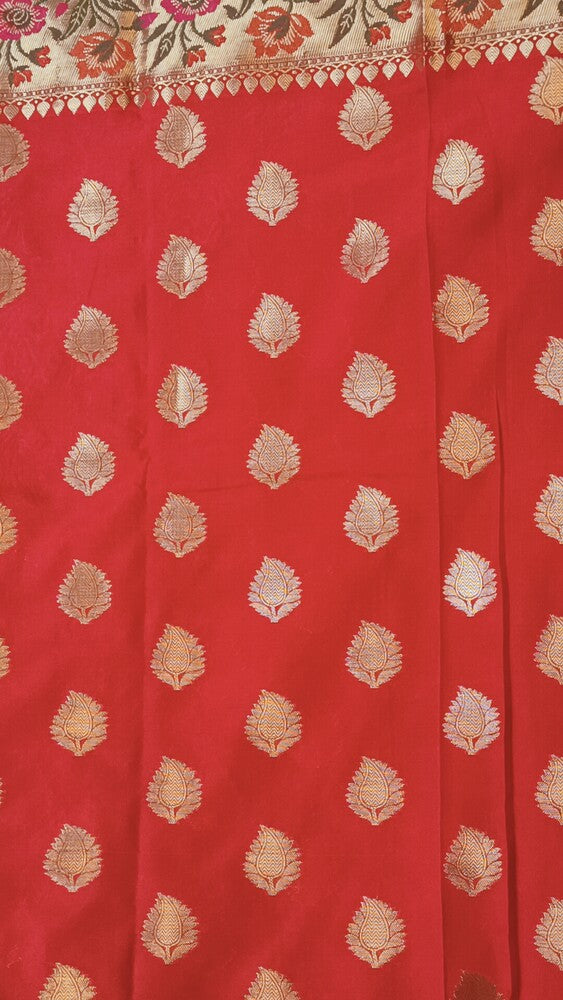 RED BUTTA MANGO MOTIF PAITHANI BANARASI KATAN SILK SAREE