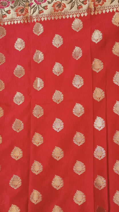 RED BUTTA MANGO MOTIF PAITHANI BANARASI KATAN SILK SAREE