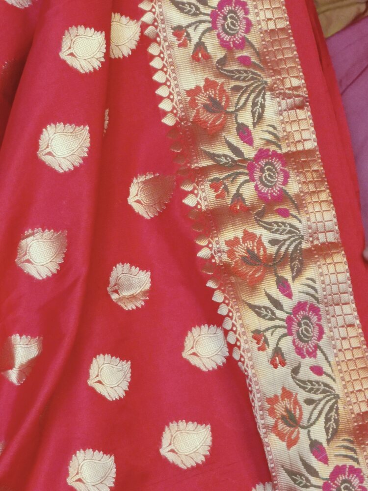 RED BUTTA MANGO MOTIF PAITHANI BANARASI KATAN SILK SAREE