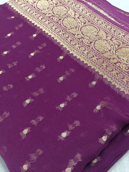 WINE BUTI PURE BANARASI KHADDI GEORGETTE SAREE