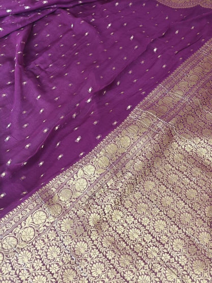 WINE BUTI PURE BANARASI KHADDI GEORGETTE SAREE