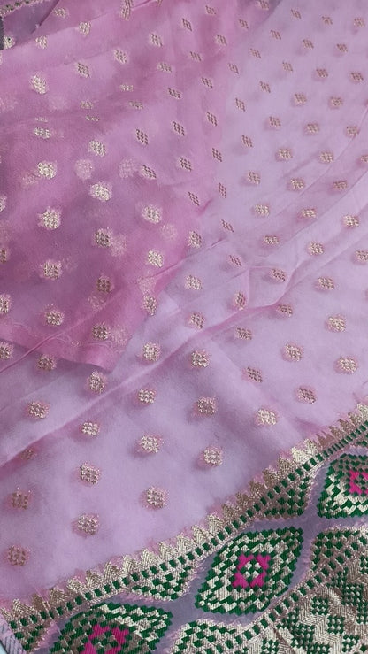 PINK RANGKAT PURE BANARASI KHADDI GEORGETTE SAREE