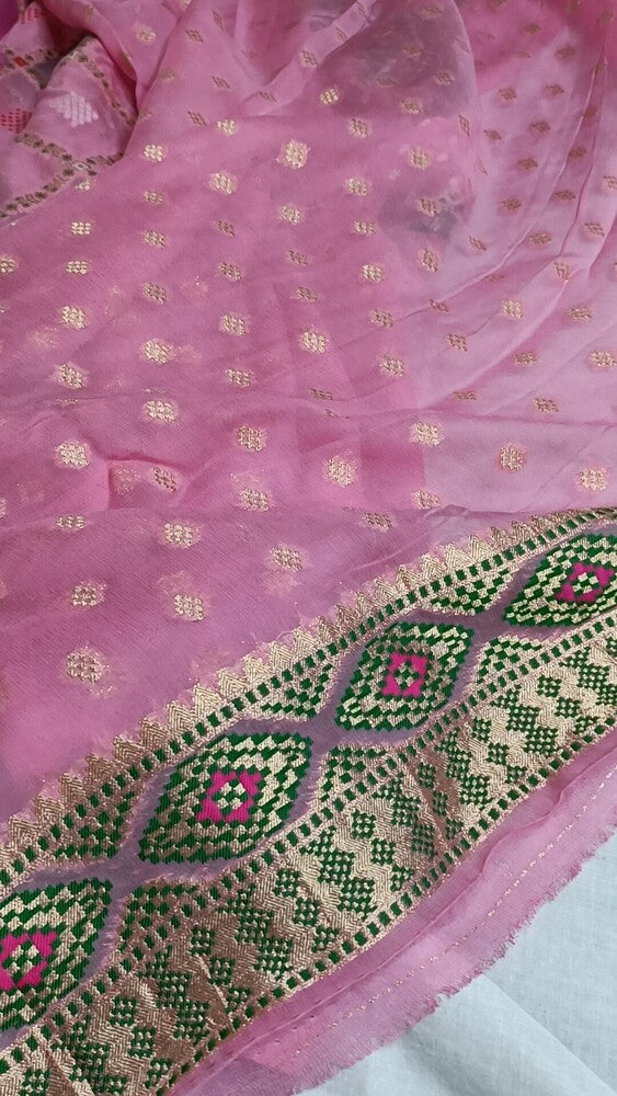 PINK RANGKAT PURE BANARASI KHADDI GEORGETTE SAREE