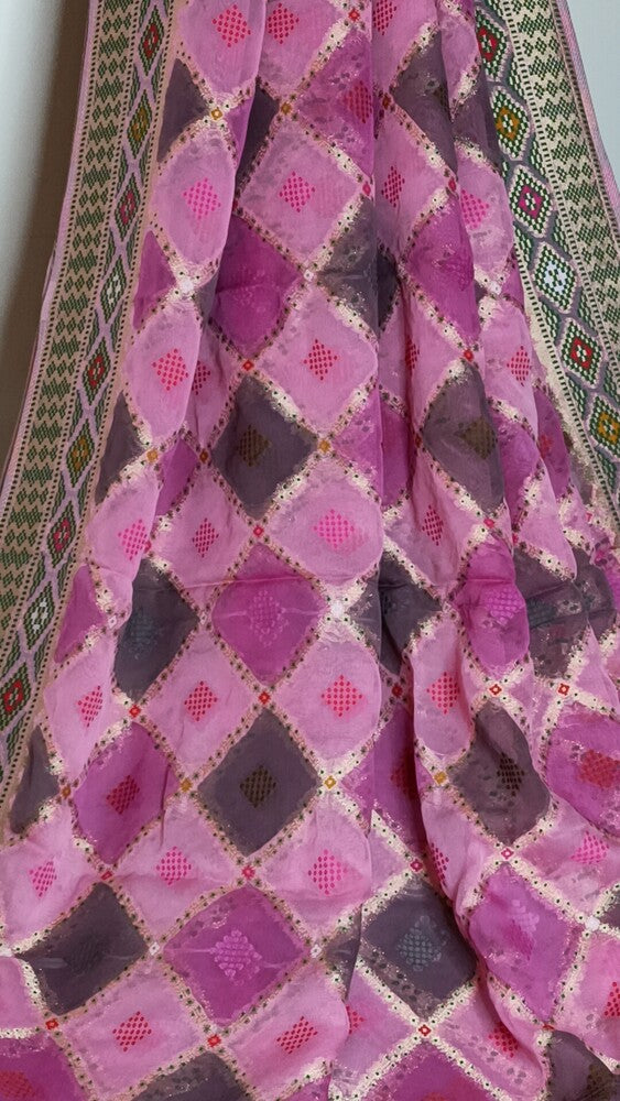 PINK RANGKAT PURE BANARASI KHADDI GEORGETTE SAREE