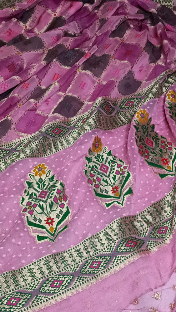 PINK RANGKAT PURE BANARASI KHADDI GEORGETTE SAREE