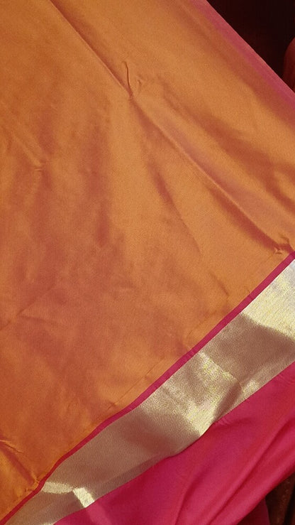 RANI PINK CRANE SEQUIN BANARASI KATAN SILK SAREE