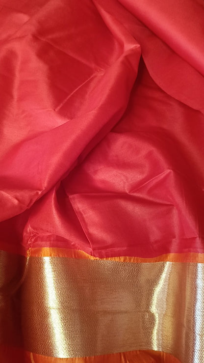 GOLDEN YELLOW ORANGE CRANE SEQUIN BANARASI KATAN SILK SAREE