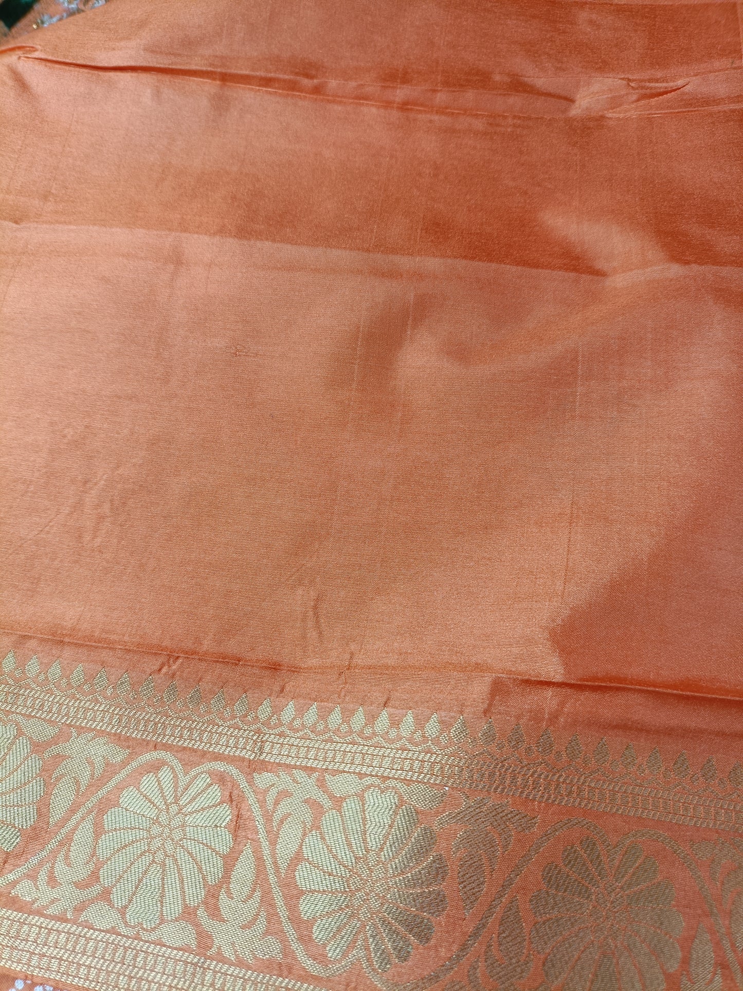 RADIANT ORANGE BLOSSOM BANDHEJ BANARASI SEMI SILK SAREE