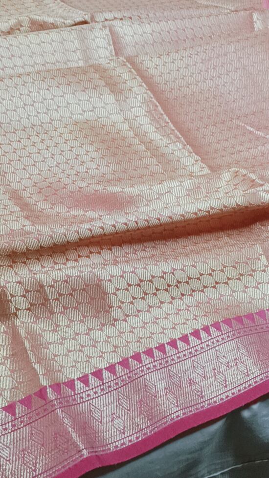 PEACH RANGOLI BANARASI COTTON WEAVE SAREE