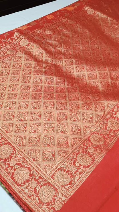 RED SKIRT BANARASI SILK SAREE