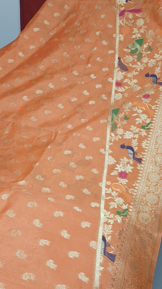 ORANGE SKIRT BANARASI SILK SAREE