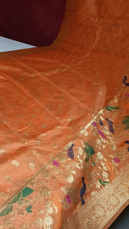 ORANGE SKIRT BANARASI SILK SAREE