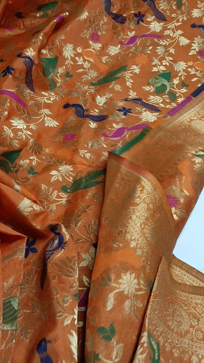 ORANGE SKIRT BANARASI SILK SAREE