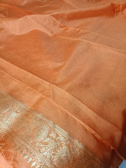 ORANGE SKIRT BANARASI SILK SAREE