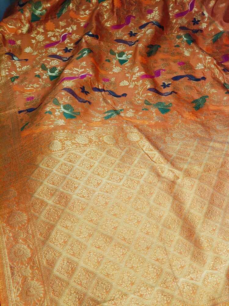 ORANGE SKIRT BANARASI SILK SAREE