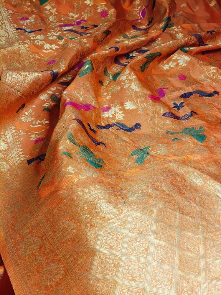 ORANGE SKIRT BANARASI SILK SAREE