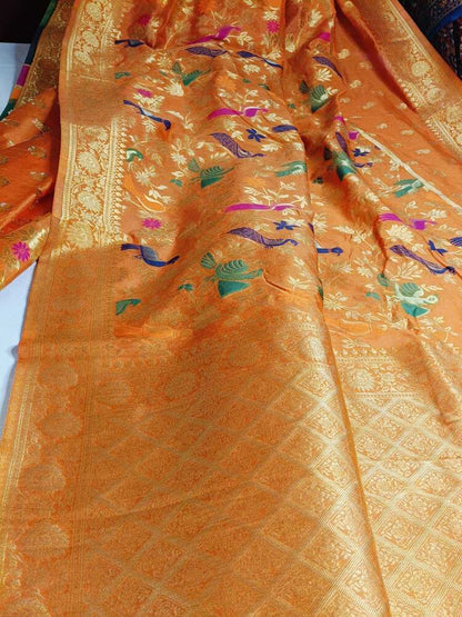 ORANGE SKIRT BANARASI SILK SAREE