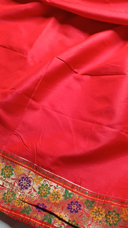 RED TEMPLE SEQUIN BANARASI KATAN SILK SAREE