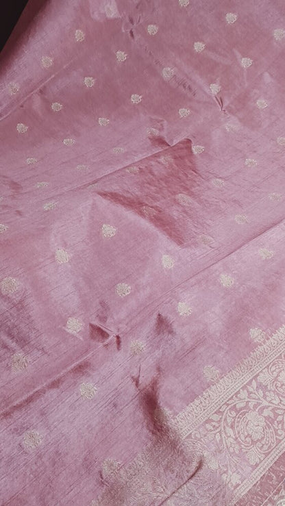 ONION PINK LEHARIYA MEENAKARI BANARASI ORGANZA SAREE