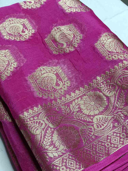 MAGENTA SWAN BANARASI CREPE GEORGETTE SAREE