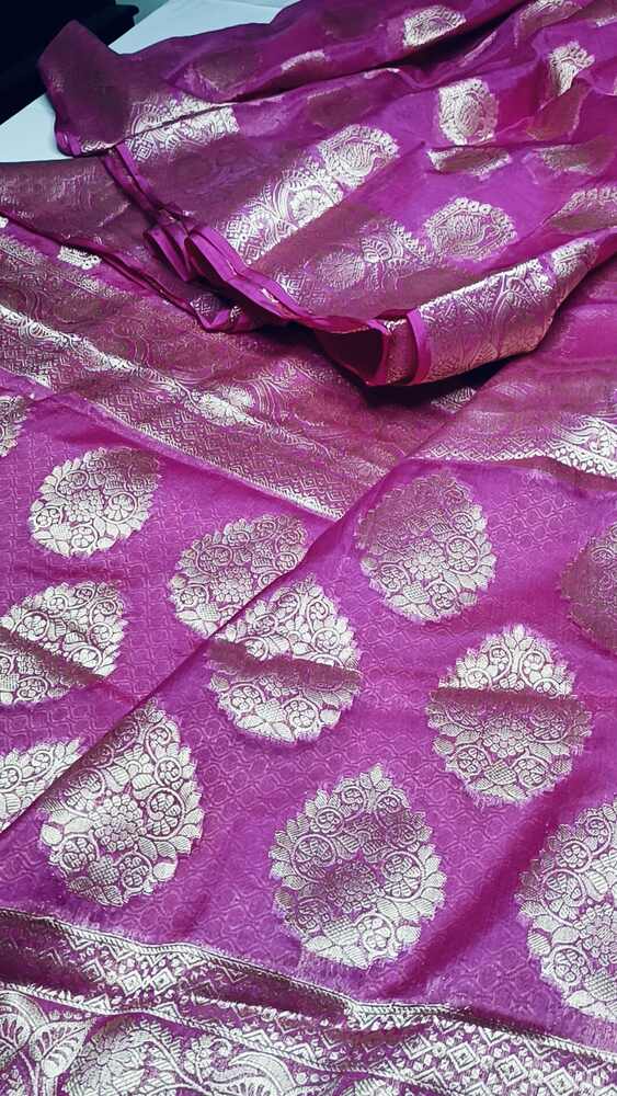 MAGENTA SWAN BANARASI CREPE GEORGETTE SAREE