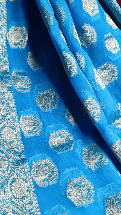 BLUE SWAN BANARASI CREPE GEORGETTE SAREE