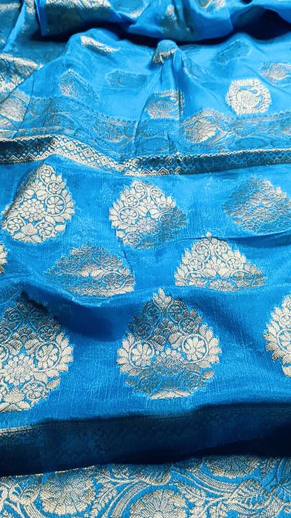 BLUE SWAN BANARASI CREPE GEORGETTE SAREE