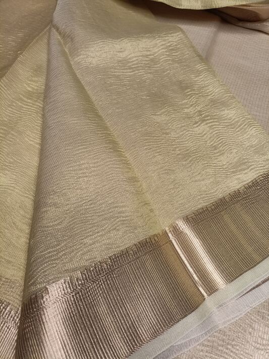 LIGHT GREEN CRUSHED TISSUE  BANARASI SILK SAREE