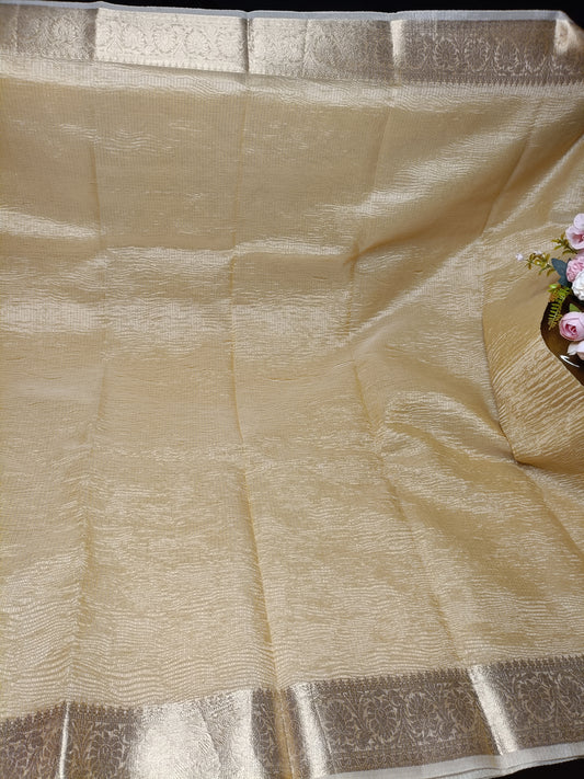 SANDAL CRUSHED TISSUE BANARASI SILK SAREE
