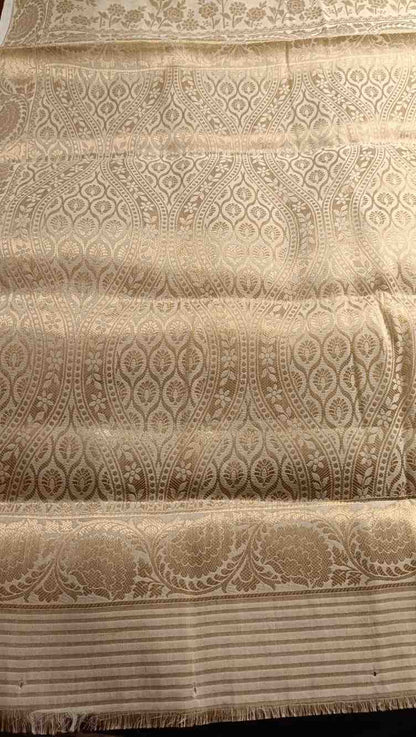 OFF-WHITE ROSE JAAL BANARASI GEORGETTE SAREE