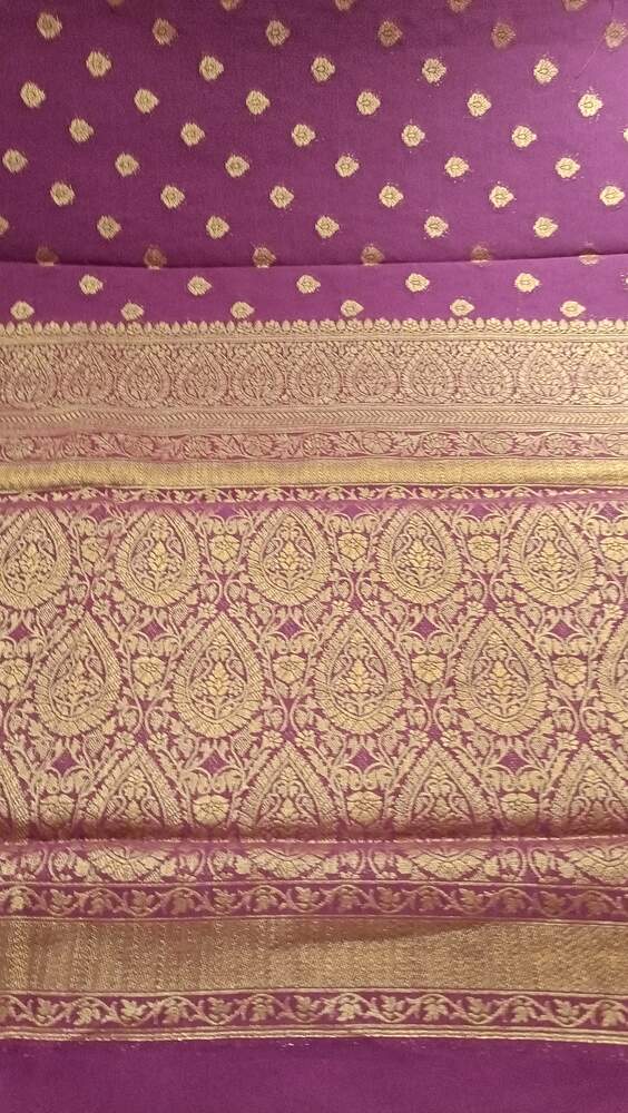 PURPLE WINE BUTTA BUTI BANARASI KHADDI GEORGETTE SAREE