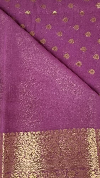 PURPLE WINE BUTTA BUTI BANARASI KHADDI GEORGETTE SAREE