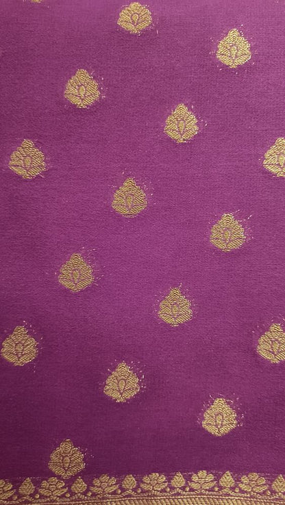 PURPLE WINE BUTTA BUTI BANARASI KHADDI GEORGETTE SAREE