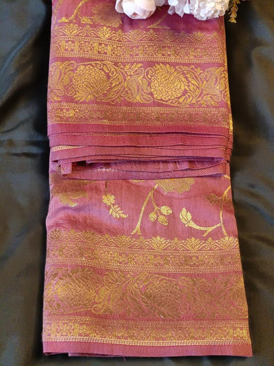 DUSTY ROSE FLORAL JAAL MEENA BANARASI VISCOSE SAREE