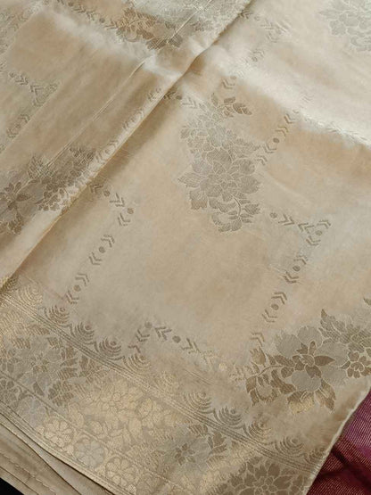 CREAM FLORAL TUSSAR VISCOSE