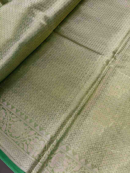 GREEN LEHARIYA PARTY ORGANZA BANARASI SAREE