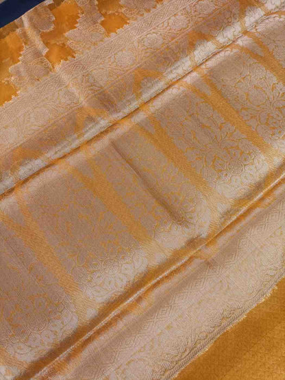 YELLOW LEHARIYA PARTY ORGANZA BANARASI SAREE