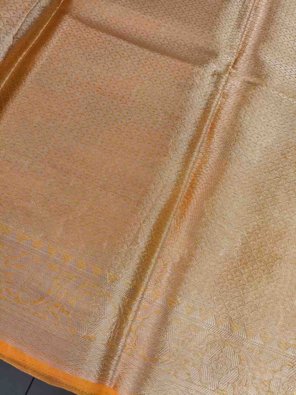 YELLOW LEHARIYA PARTY ORGANZA BANARASI SAREE