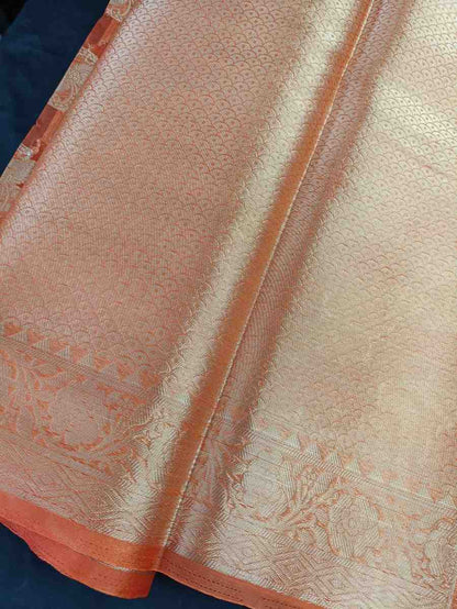 ORANGE LEHARIYA PARTY ORGANZA BANARASI SAREE