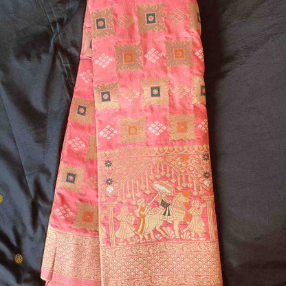 MAJESTIC PINK BANDHEJ BANARASI SEMI SILK SAREE