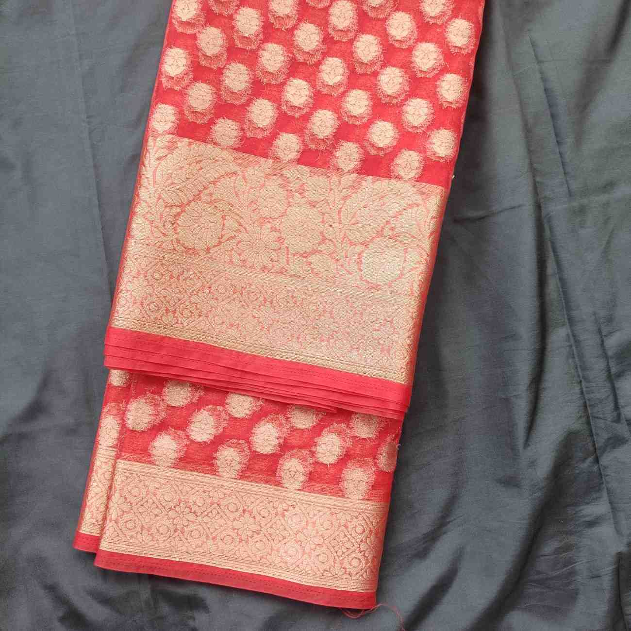 RED BUTTA ORGANZA SAREE
