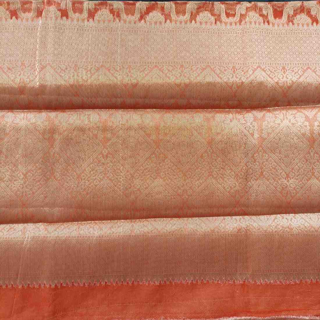 ORANGE GEOMETRIC ORGANZA SAREE