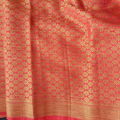RED STRIPED BANARASI DUPION SILK SAREE
