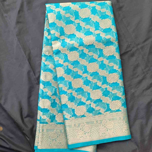 BLUE LEHARIYA ORGANZA SAREE