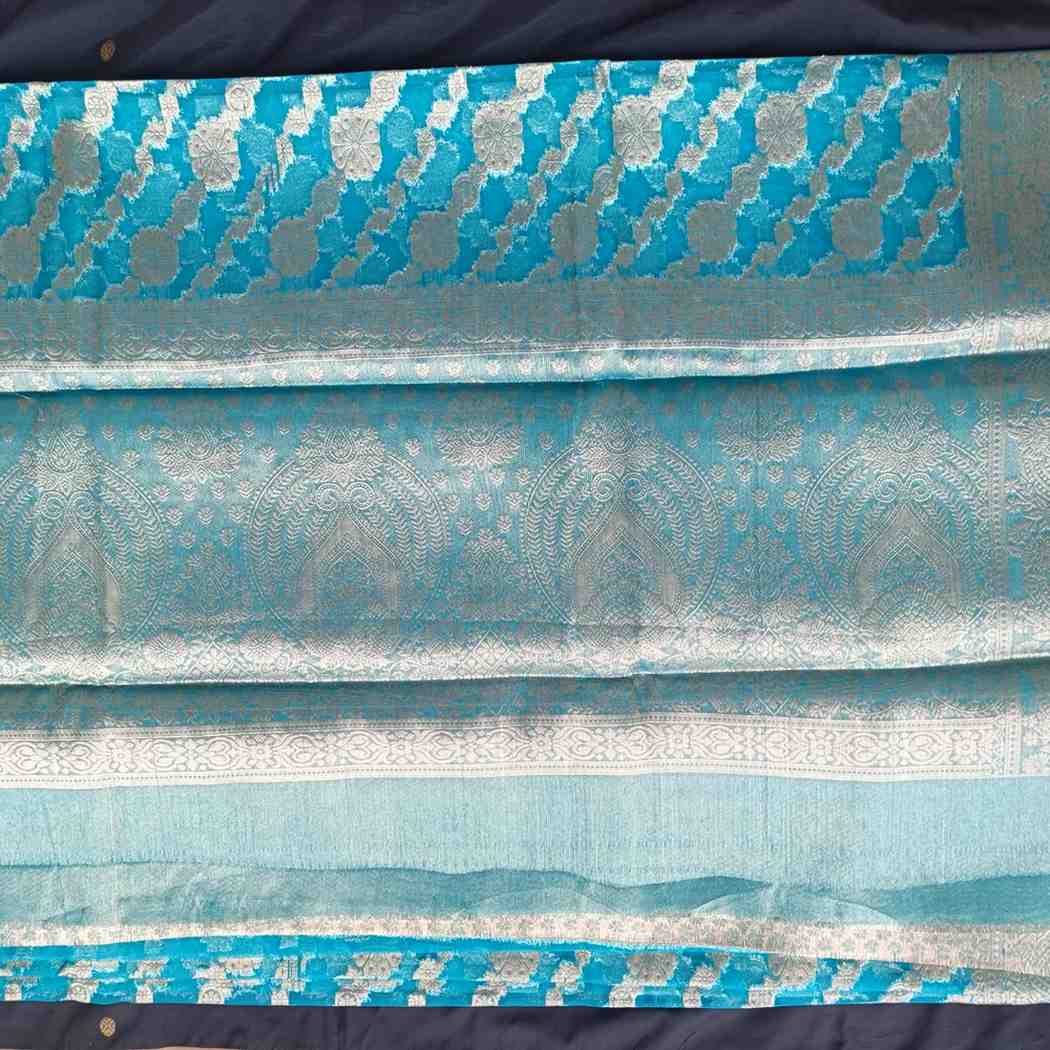 BLUE LEHARIYA ORGANZA SAREE