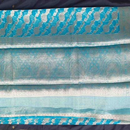 BLUE LEHARIYA ORGANZA SAREE