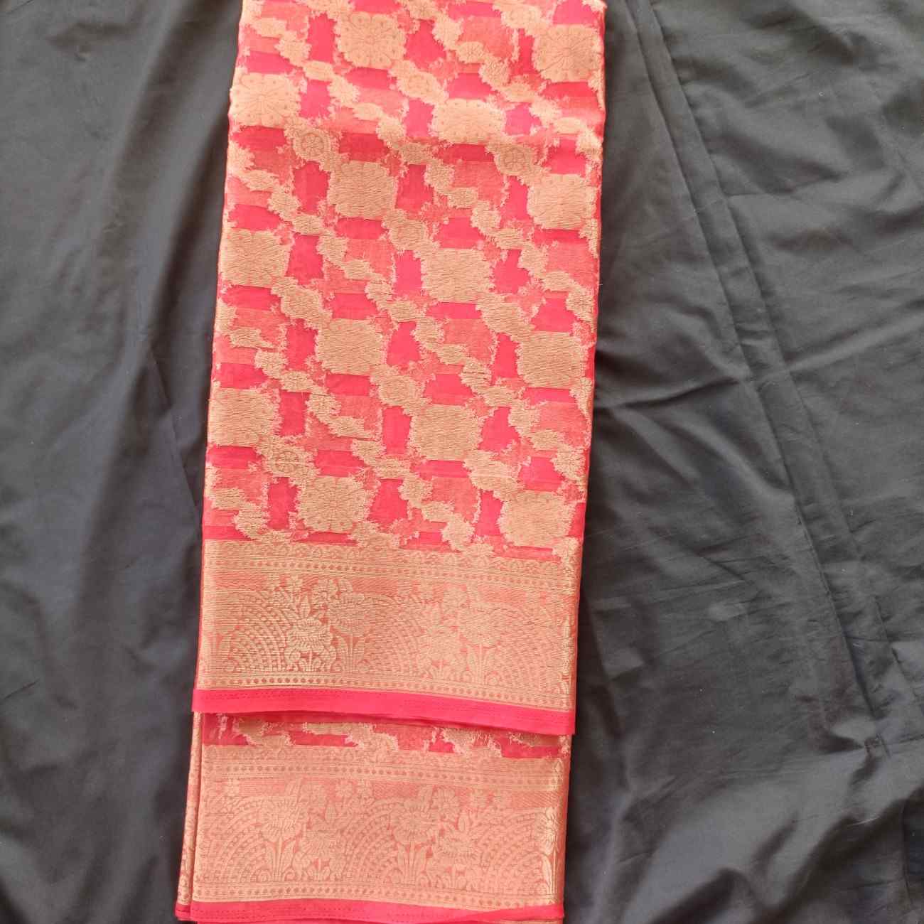 RED LEHARIYA ORGANZA SAREE