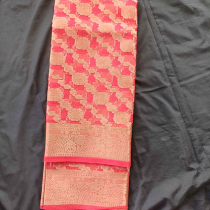 RED LEHARIYA ORGANZA SAREE