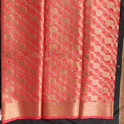 RED LEHARIYA ORGANZA SAREE